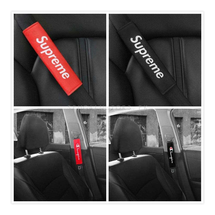 Supreme Seat Belt Covers Pair - Black - Seat Belt Shoulder Cover Pads SehgalMotors.pk