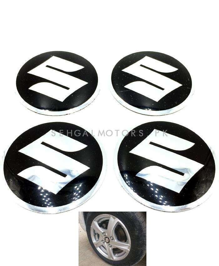 Suzuki Wheel Cap Logo Black - 4 Pieces - Center Hub Badge SehgalMotors.pk