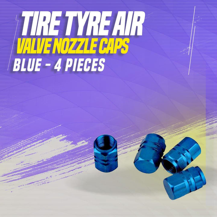 Tire Tyre Air Valve Nozzle Caps Blue - 4 Pieces - High Quality Aluminum Tyre Valve Caps | Wheel Tire Covered Protector Dust Cover SehgalMotors.pk