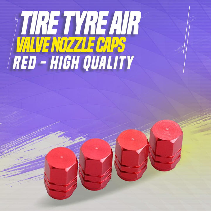 Tire Tyre Air Valve Nozzle Caps - Red - High Quality Aluminum Tyre Valve Caps | Wheel Tire Covered Protector Dust Cover SehgalMotors.pk