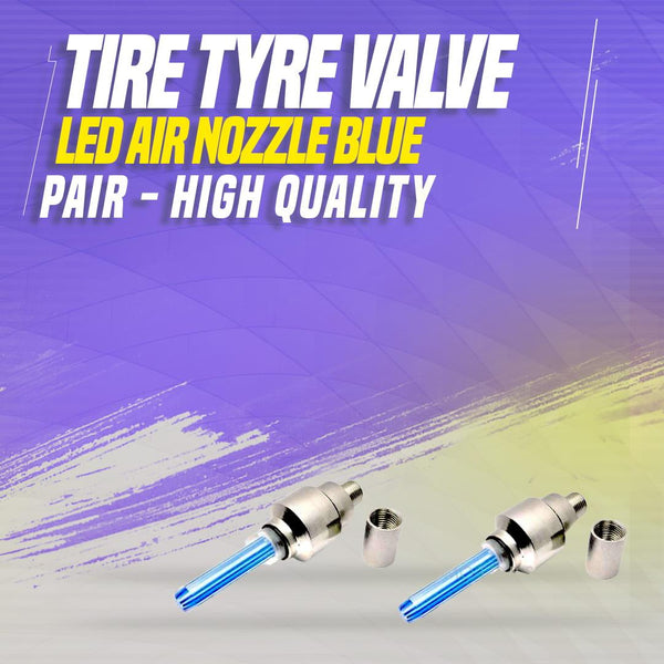 Tire Tyre Valve LED Air Nozzle Blue - Pair - High Quality Aluminum LED Tyre Valve Caps | Wheel Tire Covered Protector Dust Cover SehgalMotors.pk