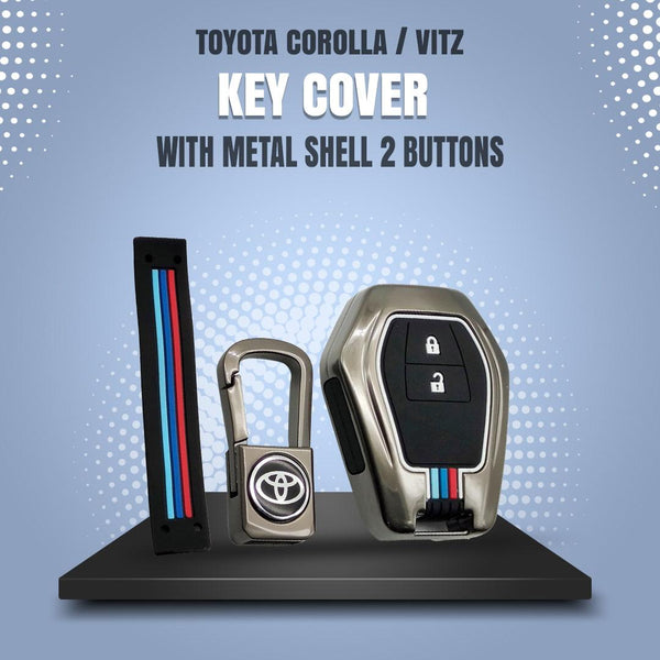 Toyota Corolla / Vitz Key Cover With Metal Shell 2 Buttons SehgalMotors.pk