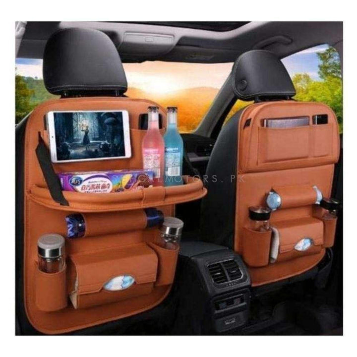 Universal Back Seat Organizer With Dining Tray Brown SehgalMotors.pk