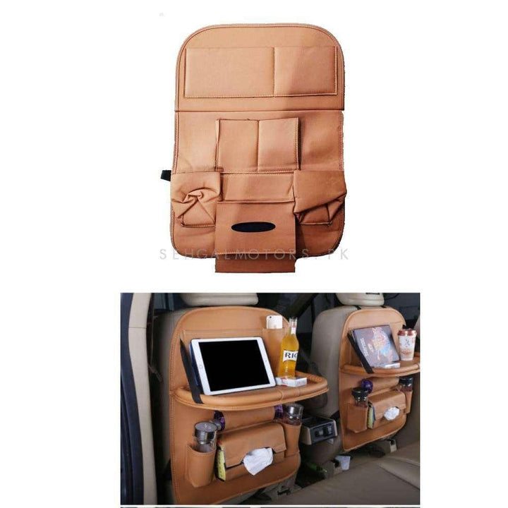 Universal Back Seat Organizer With Dining Tray Brown SehgalMotors.pk