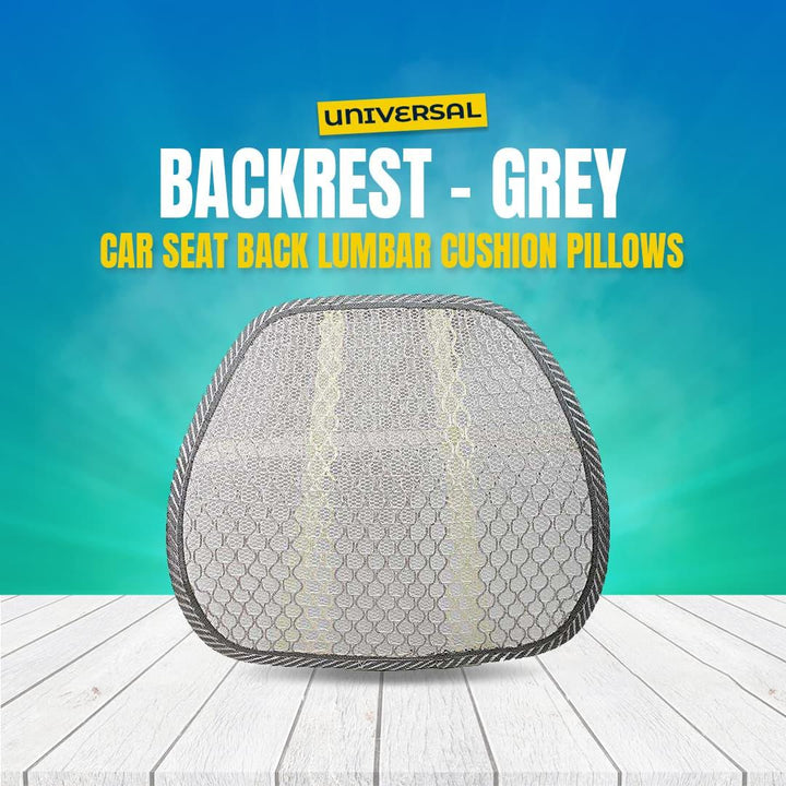 Universal Backrest - Grey - Car Seat Back Lumbar Cushion Pillows | Back Rest Memory Cotton Office Chair Back Support Dropship SehgalMotors.pk