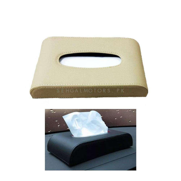 Universal Leather Car Tissue Holder Case Box - Beige SehgalMotors.pk