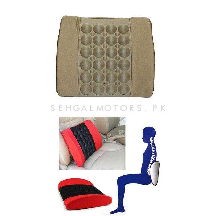 Universal Massage Back Rest Cushion With 12V Vibrator Seat - Beige SehgalMotors.pk