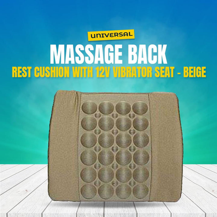 Universal Massage Back Rest Cushion With 12V Vibrator Seat - Beige SehgalMotors.pk