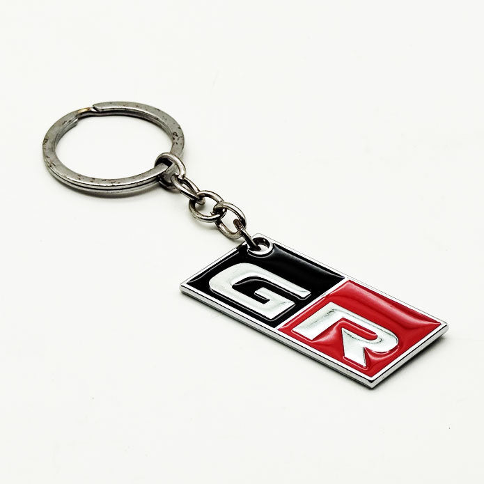 GR Logo Chrome Metal Keychain Keyring Red And Black