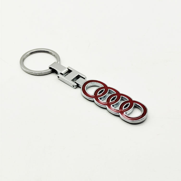 Audi Logo Metal Keychain Keyring - Red
