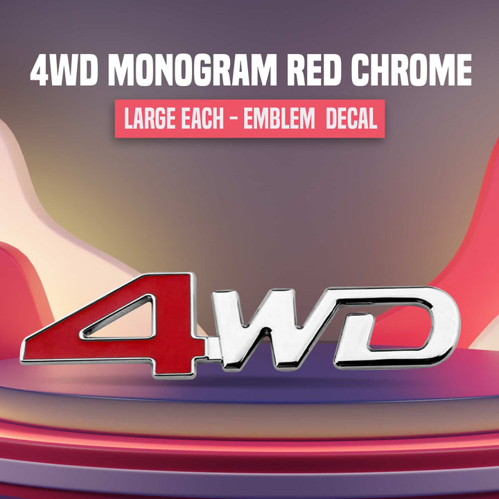 4WD Monogram Red Chrome Large Each