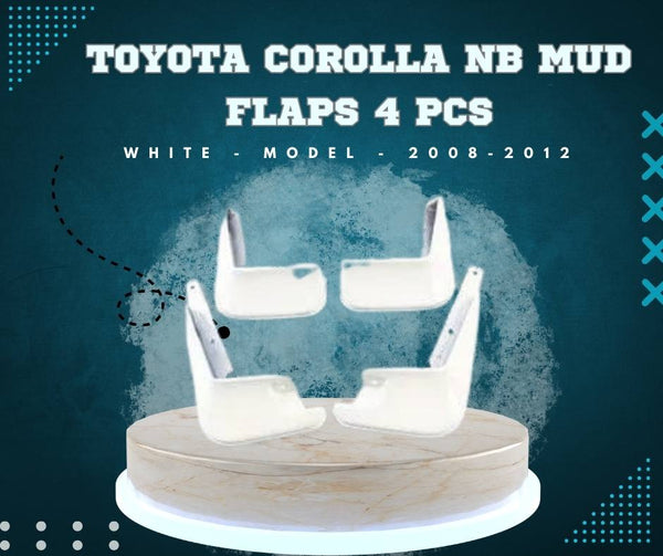 Toyota Corolla NB Mud Flaps 4 Pcs White - Model - 2008-2012