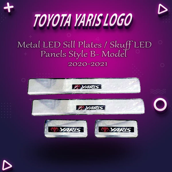 Toyota Yaris Metal LED Sill Plates / Skuff LED panels Style B- Model 2020-2021