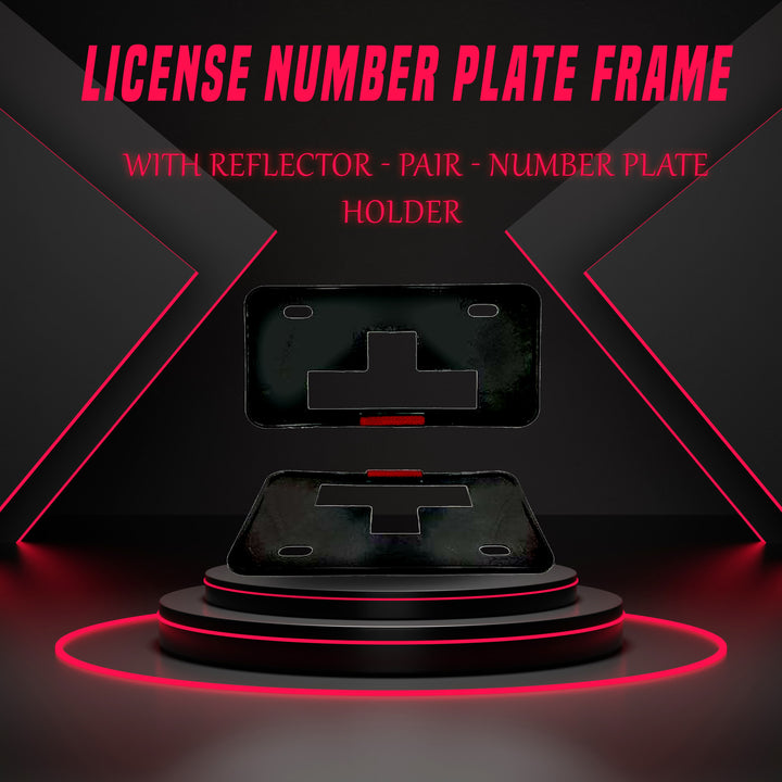 License Number Plate Frame with Reflector - Pair