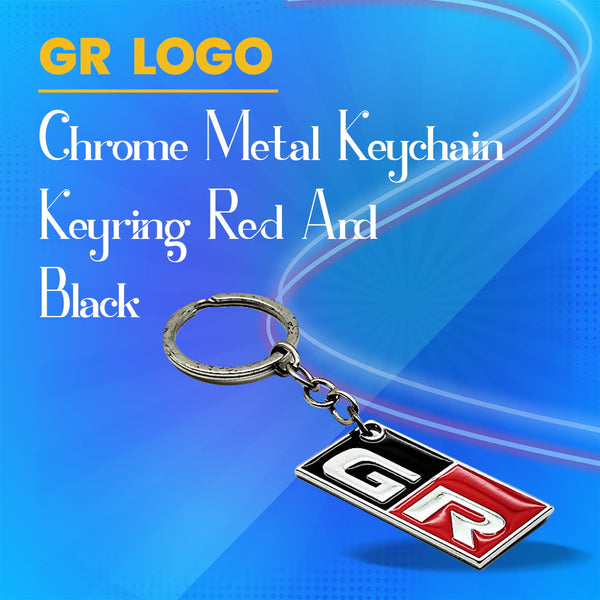 GR Logo Chrome Metal Keychain Keyring Red And Black
