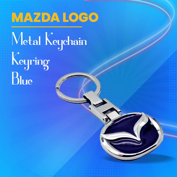 Mazda Logo Metal Keychain Keyring - Blue