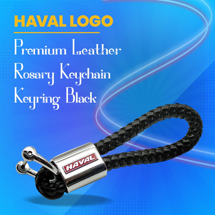 Haval Premium Leather Rosary Keychain Keyring - Black