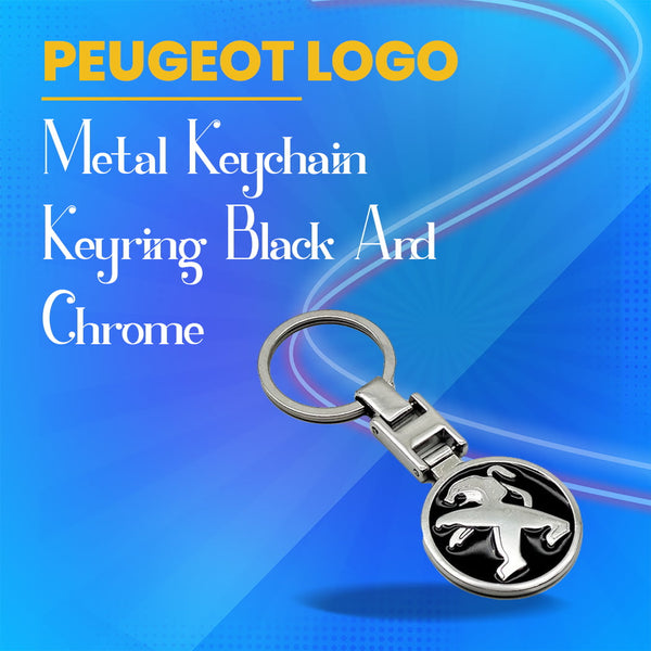 Peugeot Metal Keychain Keyring - Black And Chrome