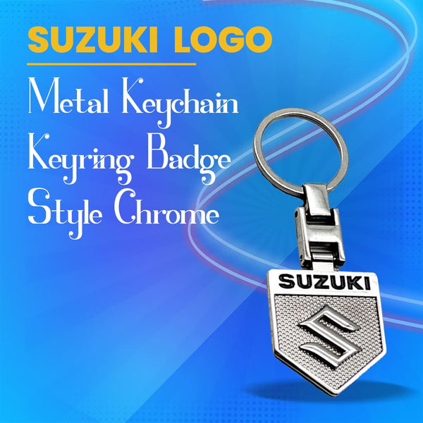 Suzuki Metal Keychain Keyring Badge Style - Chrome