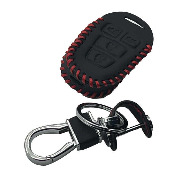 Toyota Corolla Leather Key Cover 4 Button with Key Chain Ring Black - Model 2015-2016
