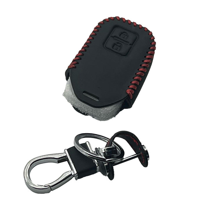 Suzuki Swift Leather Key Cover 2 Button with Key Chain Ring Black - Model 2022-2023