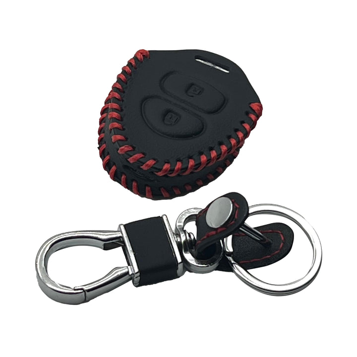 Toyota Corolla Axio Leather Key Cover 2 Buttons with Key Chain Ring Black - Model 2006-2012