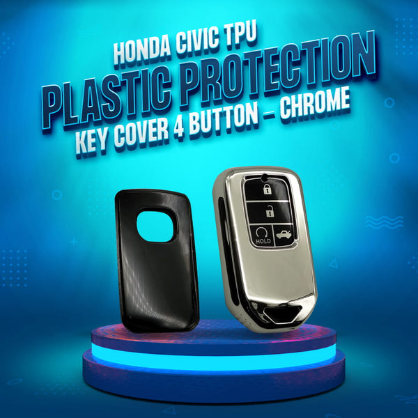 Honda Civic TPU Plastic Protection Key Cover 4 Buttons Chrome With Black