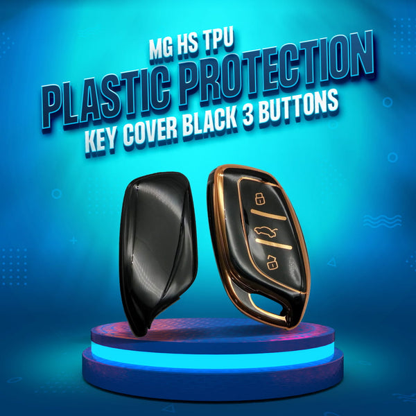 MG HS TPU Plastic Protection Key Cover Black 3 Buttons - Model 2020-2021