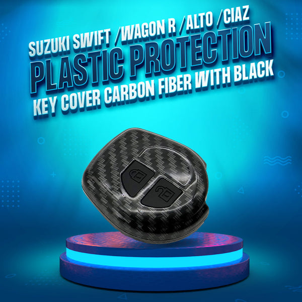 Suzuki Swift /Wagon R /Alto /Ciaz Plastic Protection Key Cover Carbon Fiber With Black 2 Buttons