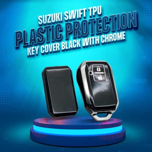 Suzuki Swift TPU Plastic Protection Key Cover Black With Chrome 2 Buttons - Model 2022-2023
