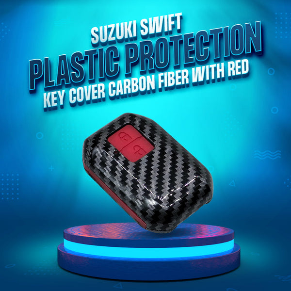 Suzuki Swift Plastic Protection Key Cover Carbon Fiber With Red PVC 2 Buttons - Model 2022-2023