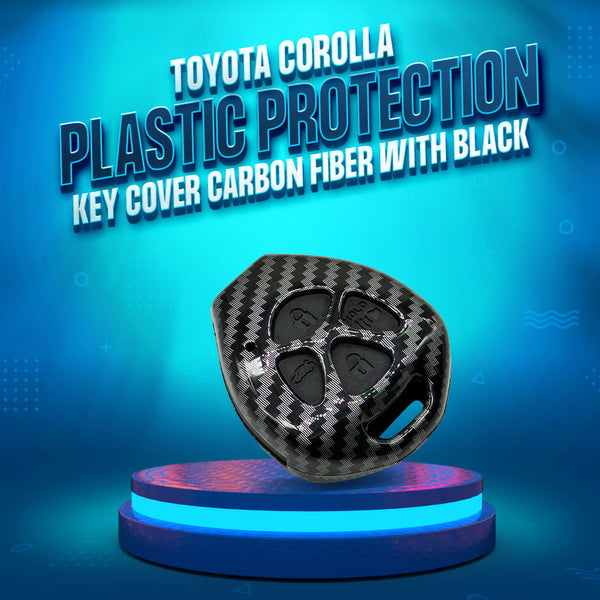 Toyota Corolla Plastic Protection Key Cover Carbon Fiber With Black PVC 4 Buttons - Model 2009-2014