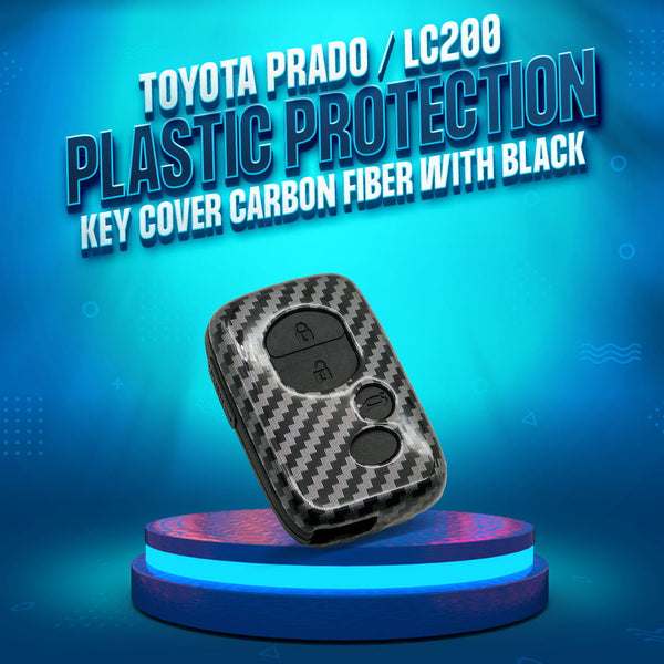 Toyota Prado / LC200 Plastic Protection Key Cover Carbon Fiber With Black PVC 3 Buttons - Model 2009- 2021