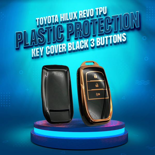 Toyota Hilux Revo/Rocco TPU Plastic Protection Key Cover Black With Golden 3 Buttons