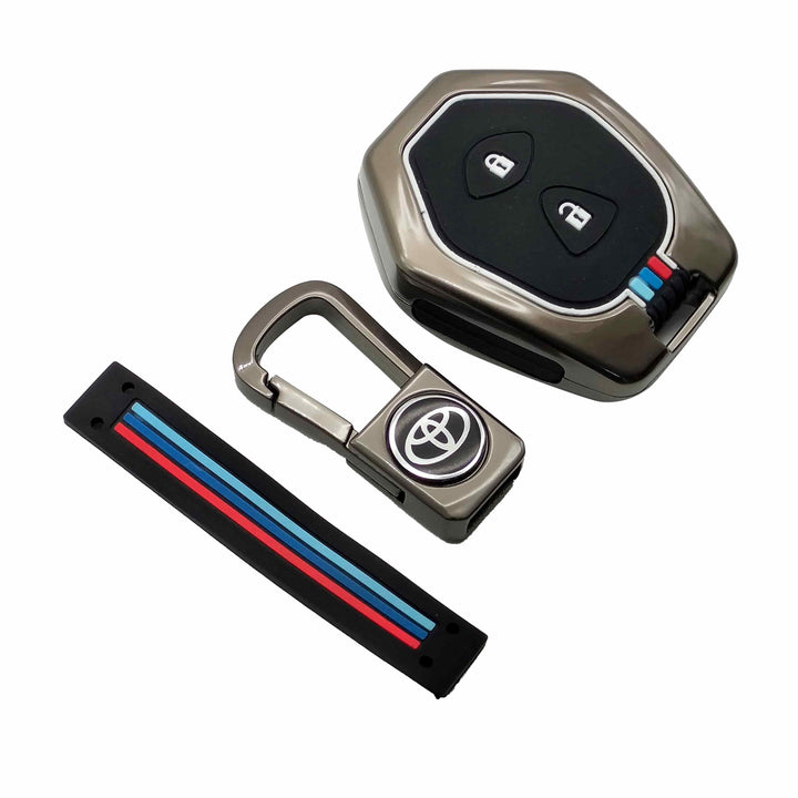 Toyota Vitz Key Cover With Metal Shell 2 Buttons - Model 2014-2019