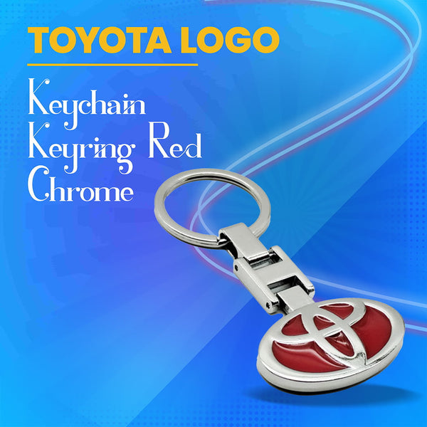 Toyota Logo Keychain Keyring Red Chrome - Red