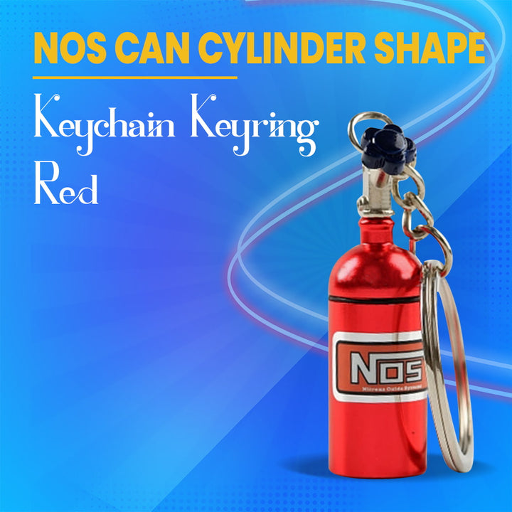 NOS Can Cylinder Shape Keychain Keyring - Red