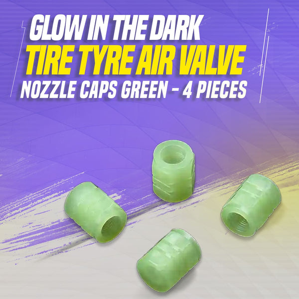 Glow In The Dark Tire Tyre Air Valve Nozzle Caps Green - 4 Pieces