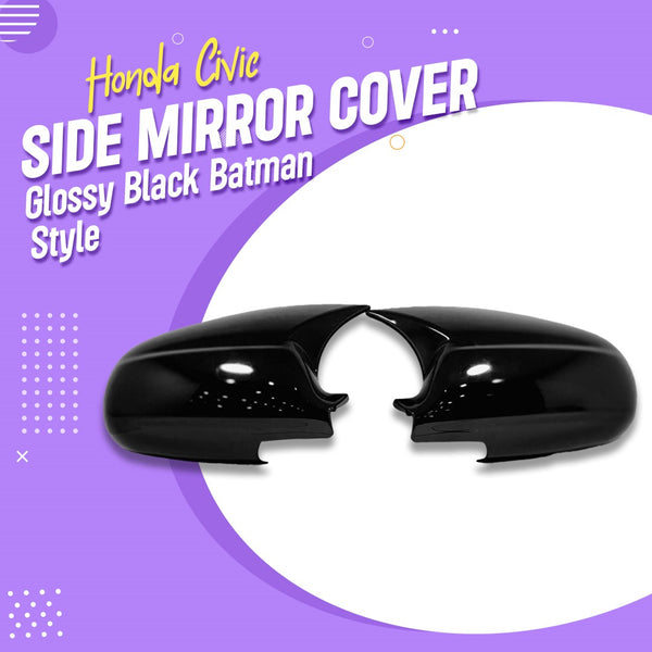 Honda Civic Side Mirror Cover Glossy Black Batman Style - Model 1996-1999