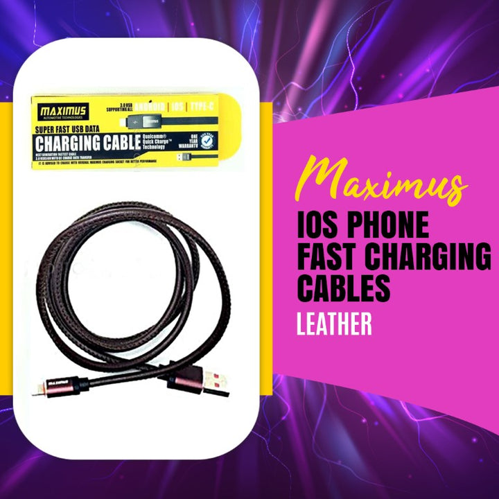 Maximus IOS Phone Fast Charging cables Leather
