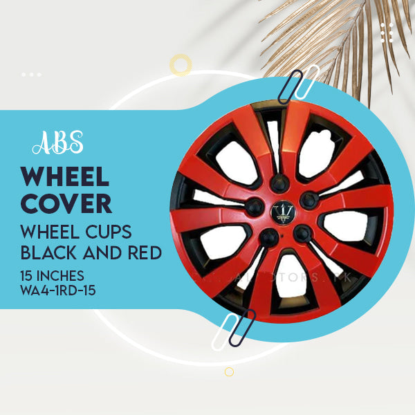 Wheel Cups / Wheel Covers ABS Black And Red 15 Inches WA4-1RD-15
