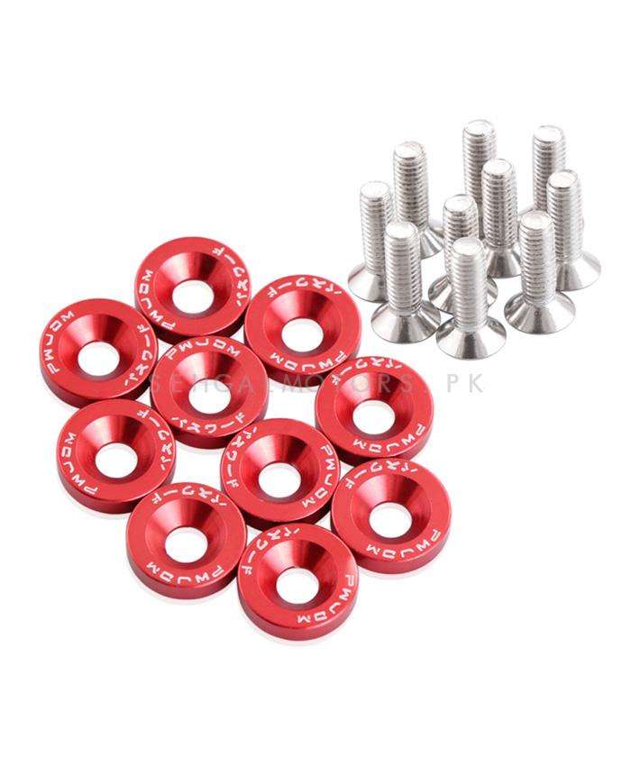 JDM Fender Washer Colorful Car Styling Universal Modification Password License Plate Bolts - Red