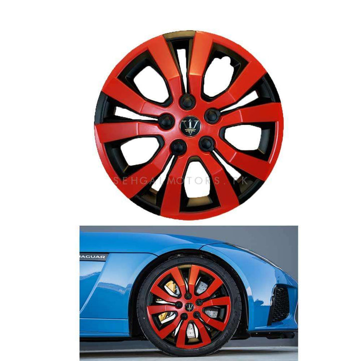 Wheel Cups / Wheel Covers ABS Black And Red 15 Inches WA4-1RD-15