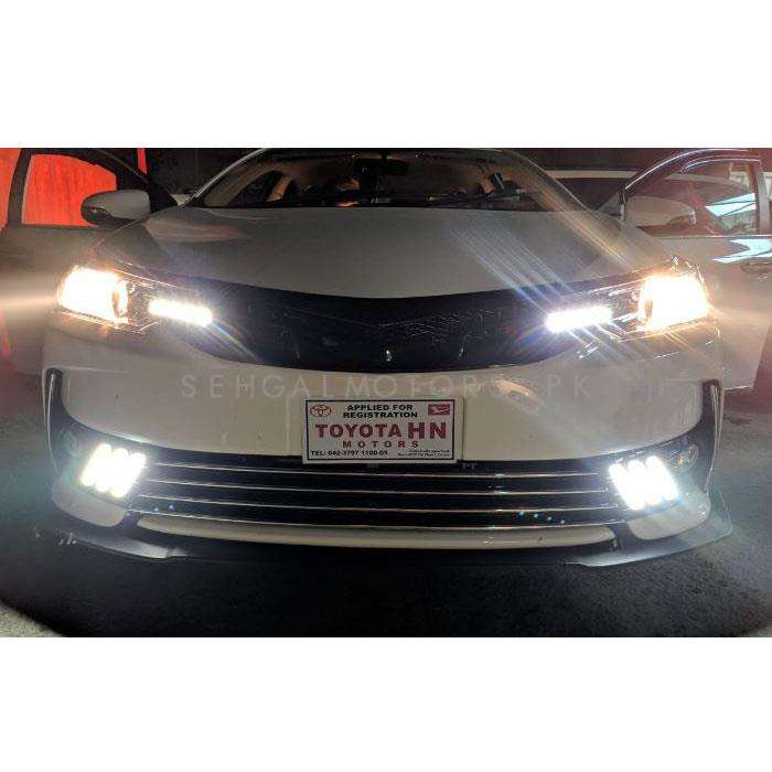 Toyota Corolla Mustang Style Face Lift Fog Lamps Light DRL Cover Chrome - Model 2017-2021