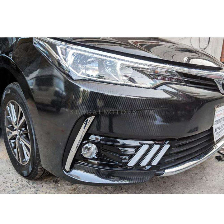 Toyota Corolla Mustang Style Face Lift Fog Lamps Light DRL Cover Chrome - Model 2017-2021
