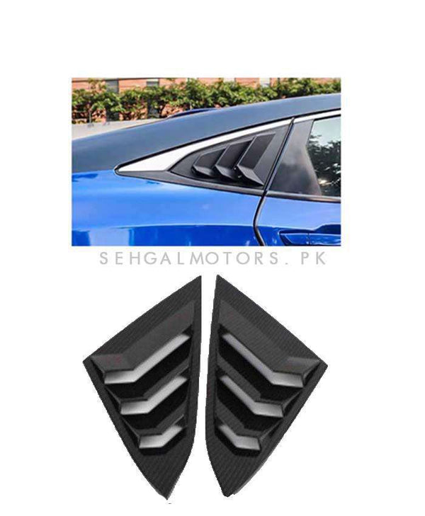 Honda Civic Carbon Fiber Quarter Glass Rack Lamborghini Style Louver Vents Pair- Model 2016-2021 (100302766)