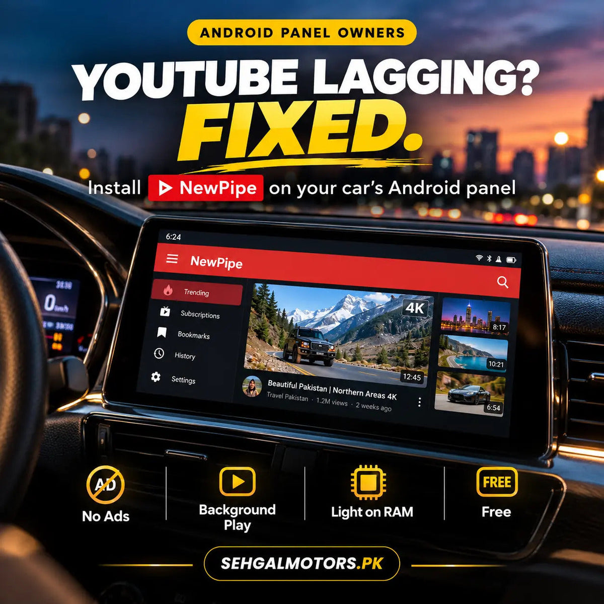 car android youtube lagging issue resolved by sehgal motors and new pipe