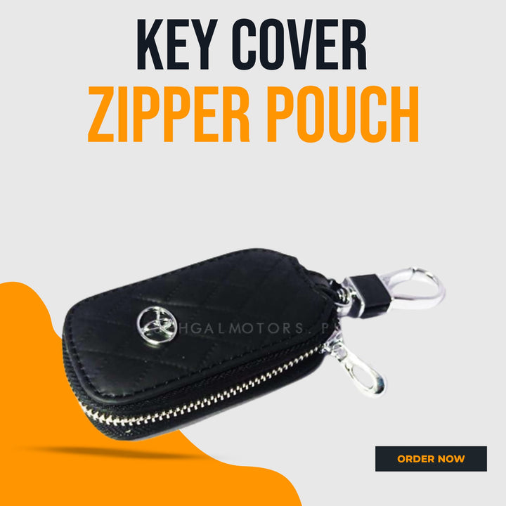 Toyota Zipper 7D Style Key Cover Pouch Black With Keychain Ring