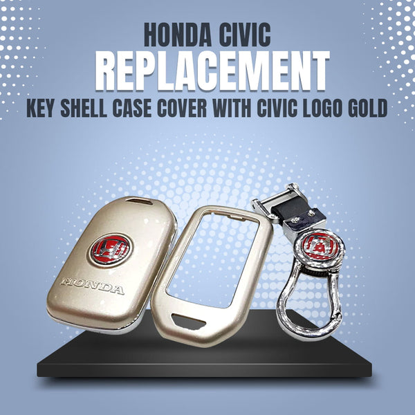 Honda Civic Replacement Key Shell Case Cover With Civic Logo Golden - Model 2016-2021