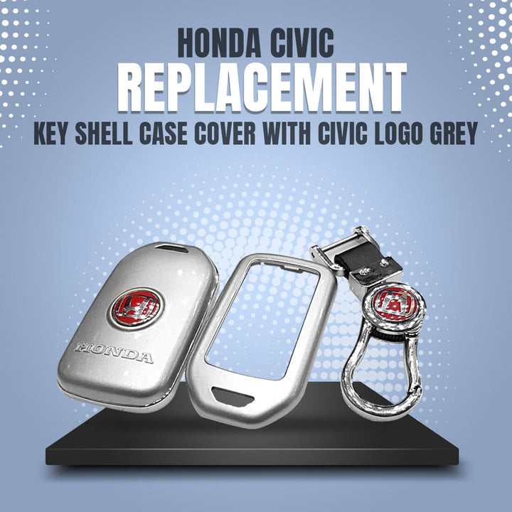 Honda Civic Replacement Key Shell Case Cover With Civic Logo Grey - Model 2016-2021